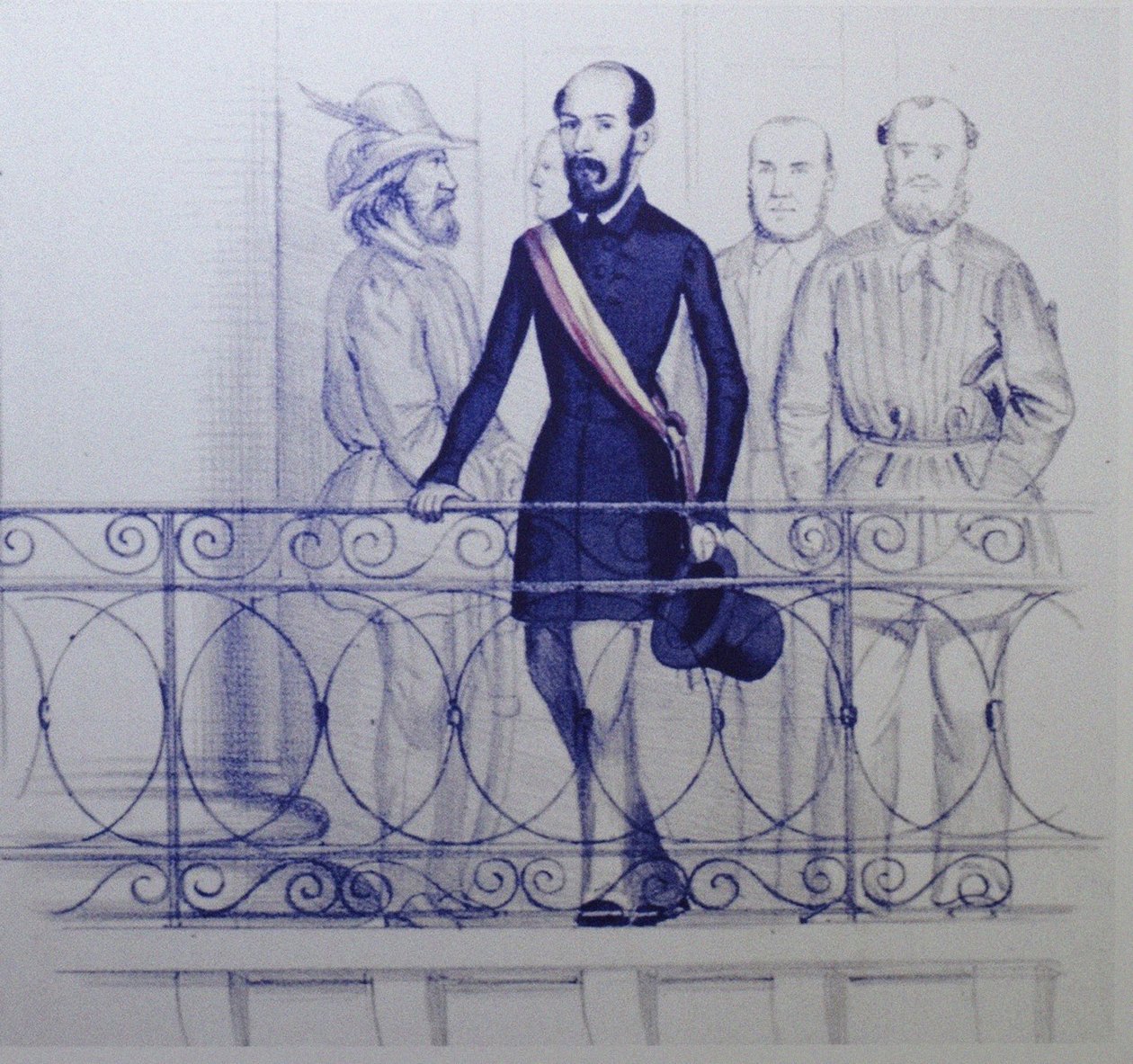 Lorenzo Brentano en el balcón del Rathaus en Karlsruhe de Unbekannt