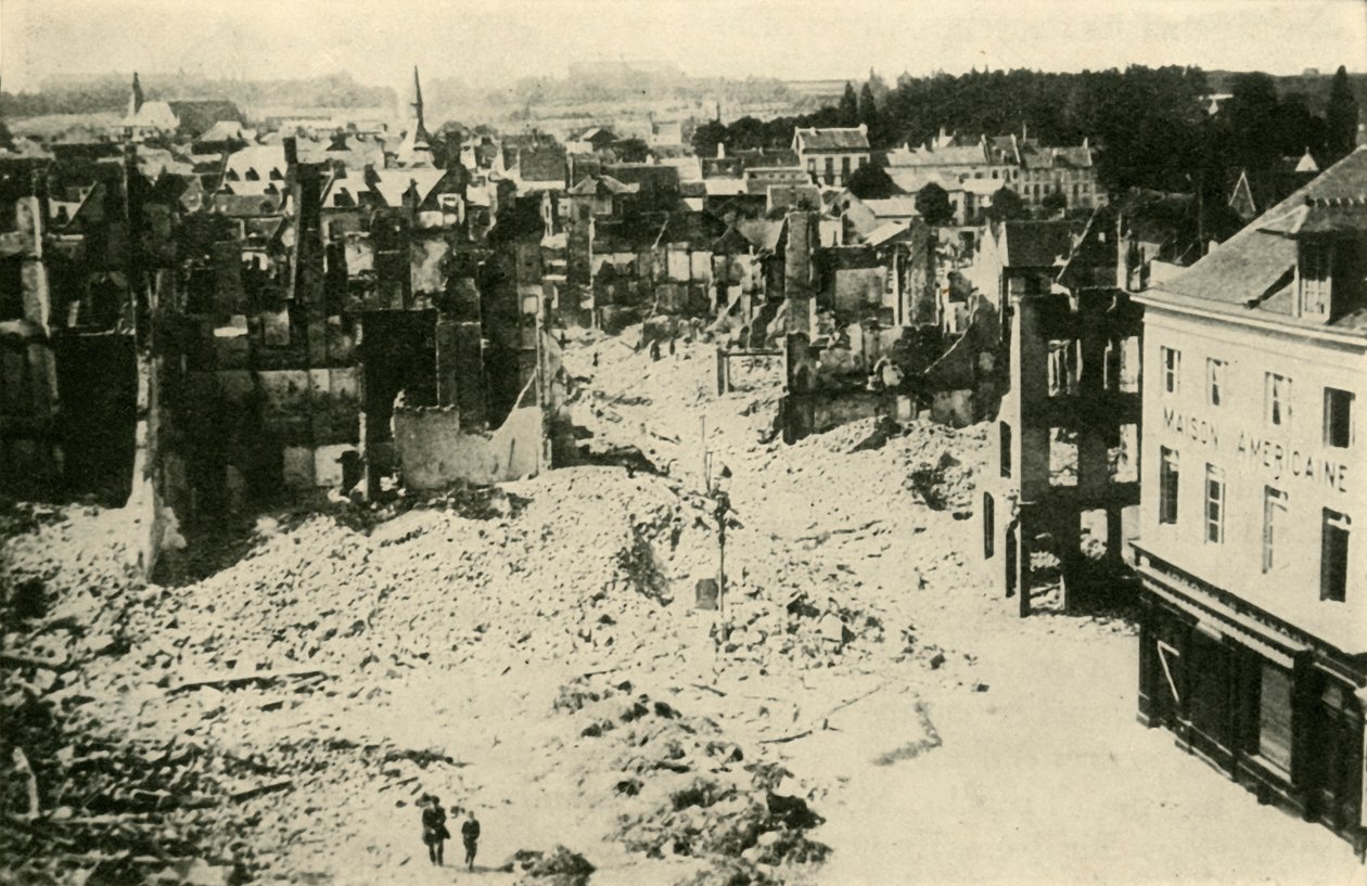 Louvain después del bombardeo alemán: una parte de la ciudad devastada, c1914 de Unbekannt