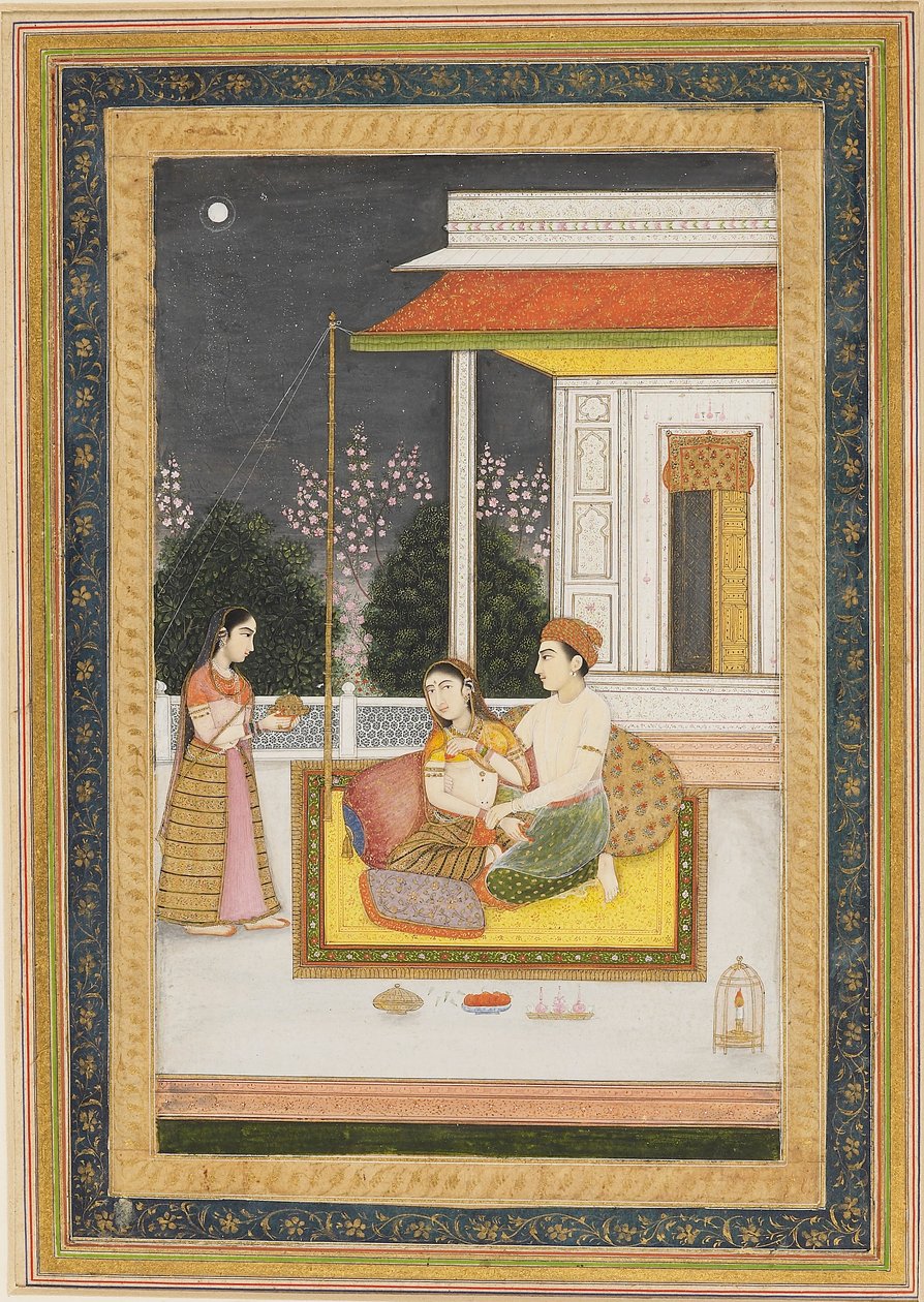 Escena de amor en una terraza por la noche, c1790 de Unbekannt