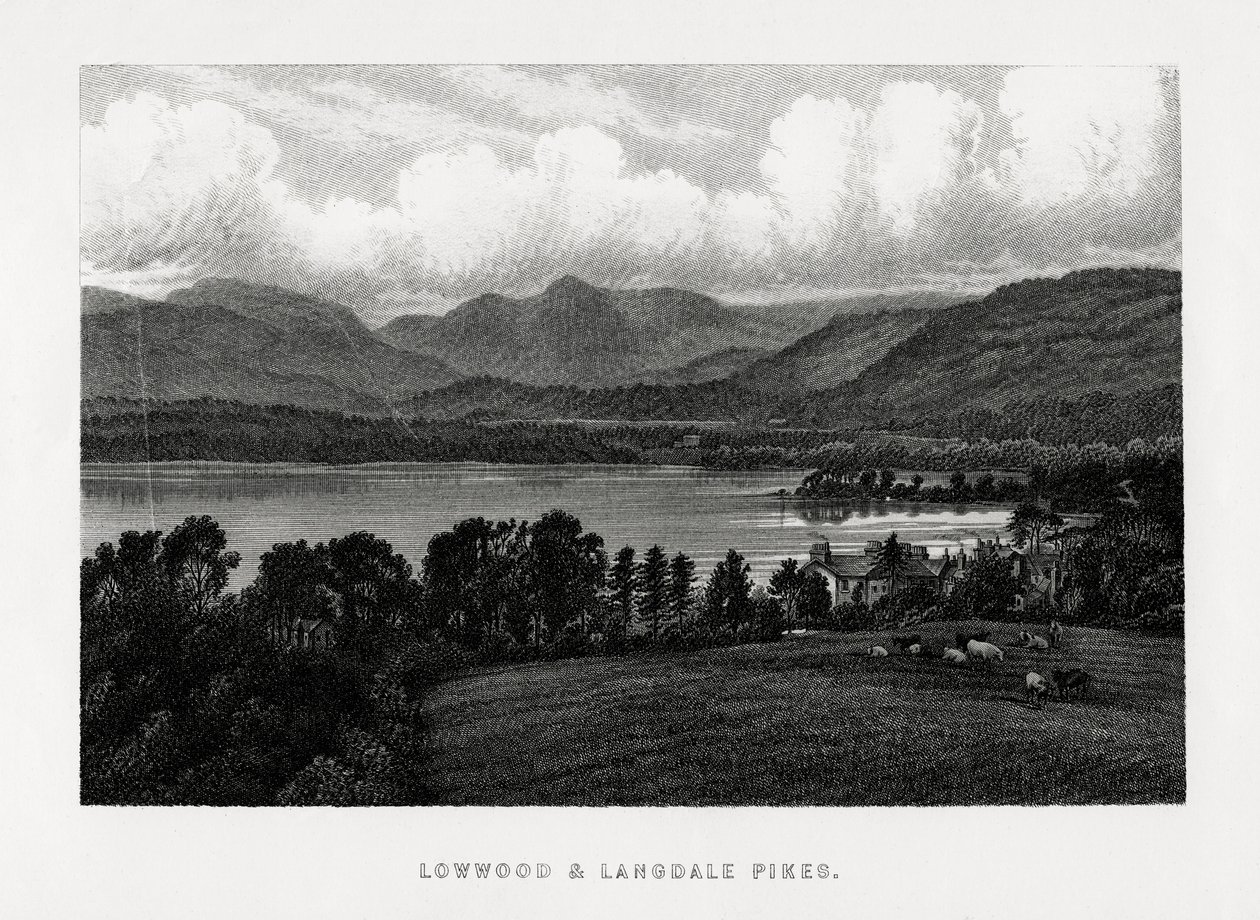 Lowwood y Langdale Pikes, Distrito de los Lagos, Cumbria, 1896 de Unbekannt