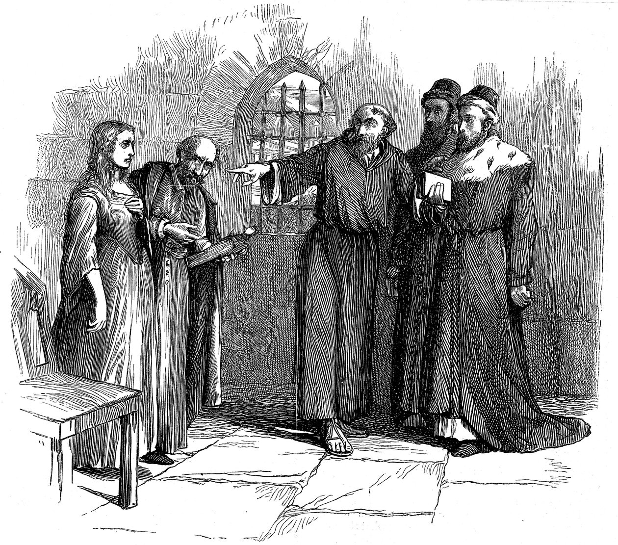 Lucrezia Castellani ante los inquisidores después del servicio prohibido de los valdenses, c1476 siglo XIX de Unbekannt