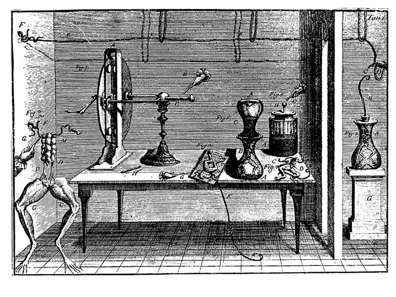 Experimentos de Luigi Galvani con electricidad, 1791 de Unbekannt