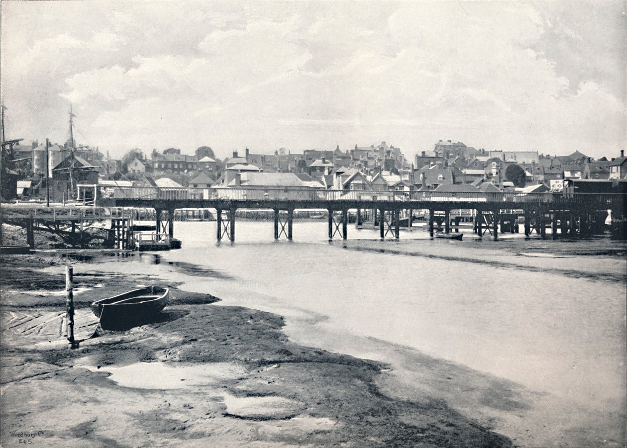 Lymington - El puente y la ciudad, desde el río, 1895 de Unbekannt