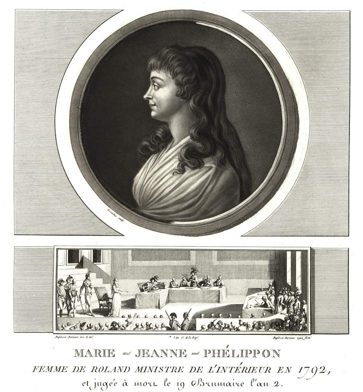 Madame Roland o Marie-Jeanne Phelippon (1754-1793), Girondina, junto con su esposo Jean-Marie Roland de la Platiere de Unbekannt