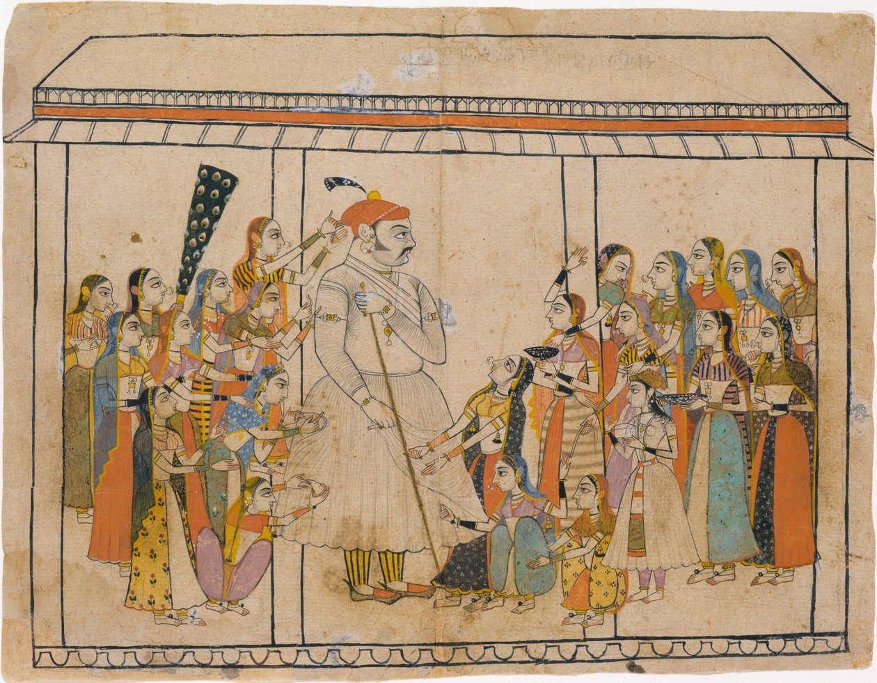 Maharajá Raj Singh adorado por sus damas, ca. 1710-20 de Unbekannt