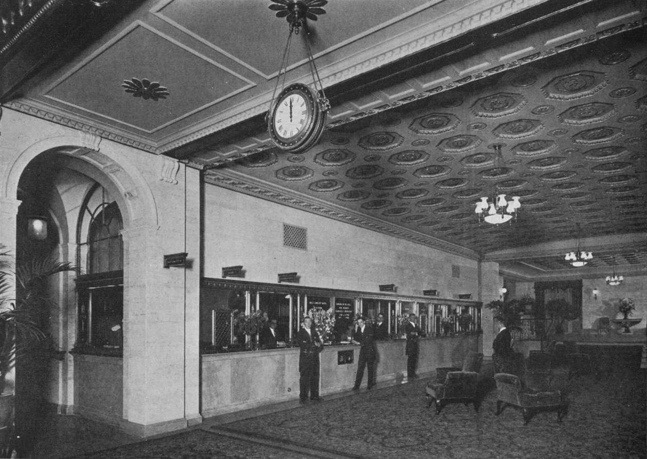 Oficina principal junto al vestíbulo de entrada, Roosevelt Hotel, Nueva York, 1924 de Unbekannt