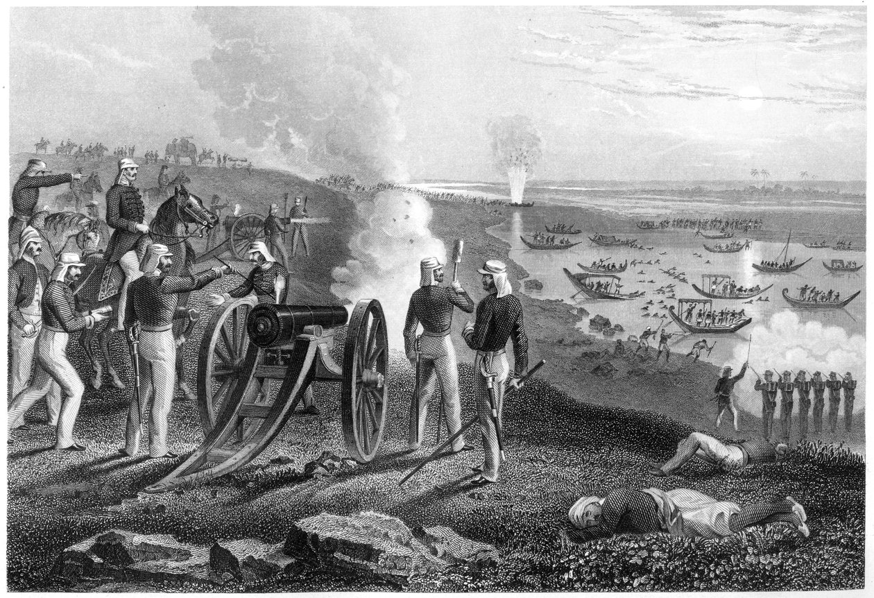 El Mayor Eyre expulsando a los rebeldes de Oude de Allahabad, 1857, c1860 de Unbekannt