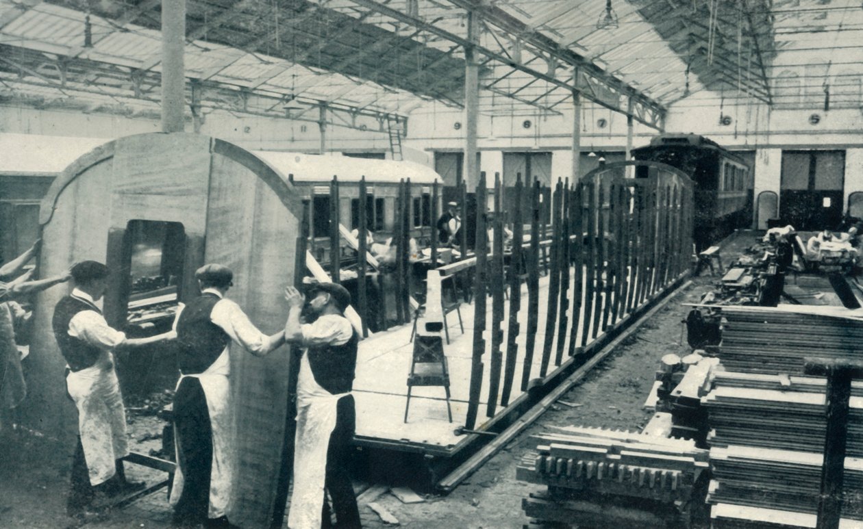 Fabricación de un Vagón de Tren, 1922 de Unbekannt
