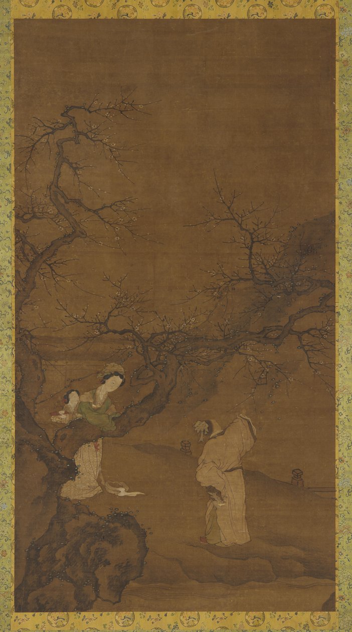 Hombre y mujer disfrutando de flores de ciruelo, dinastía Ming o Qing, siglo XV-XVIII de Unbekannt