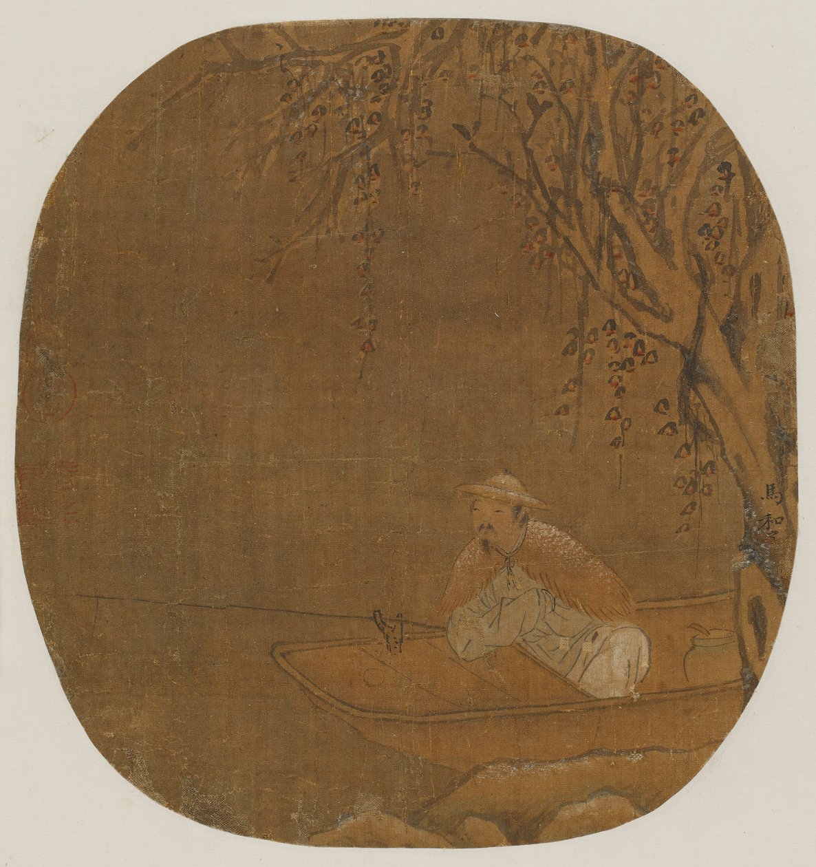 Hombre pescando desde un bote bajo un árbol, posiblemente dinastía Ming, 1368-1644 de Unbekannt