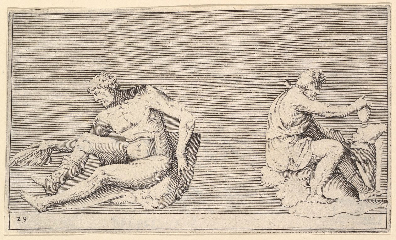 Hombre con ala, hombre con jarrón y perro, publicado ca. 1599-1622 de Unbekannt