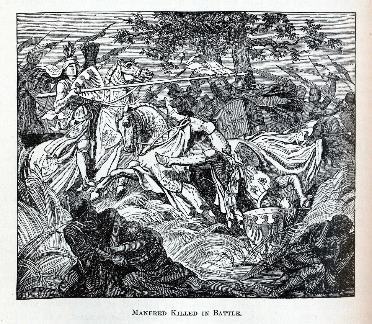 Manfredo muerto en batalla, 1882 de Unbekannt