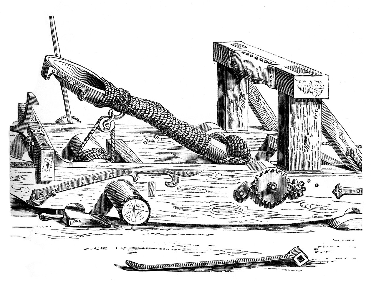 Mangonel, una máquina de guerra del siglo XV, 1870 de Unbekannt