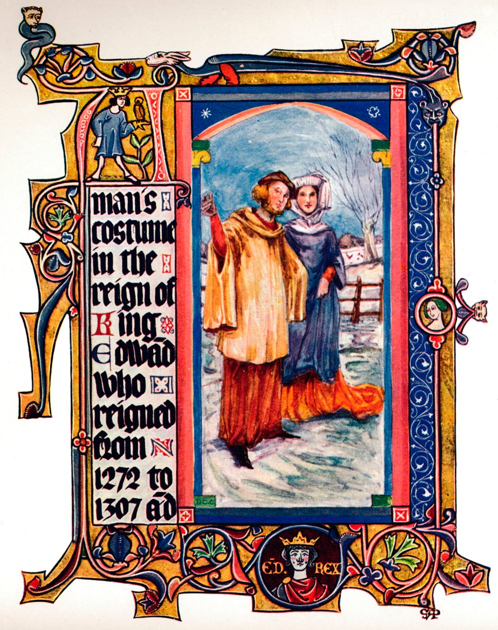 Traje de hombre en el reinado del Rey Eduardo I, 1909 de Unbekannt