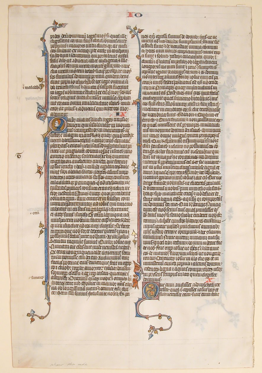 Hoja de manuscrito de una Biblia, ca. 1280-1300 de Unbekannt