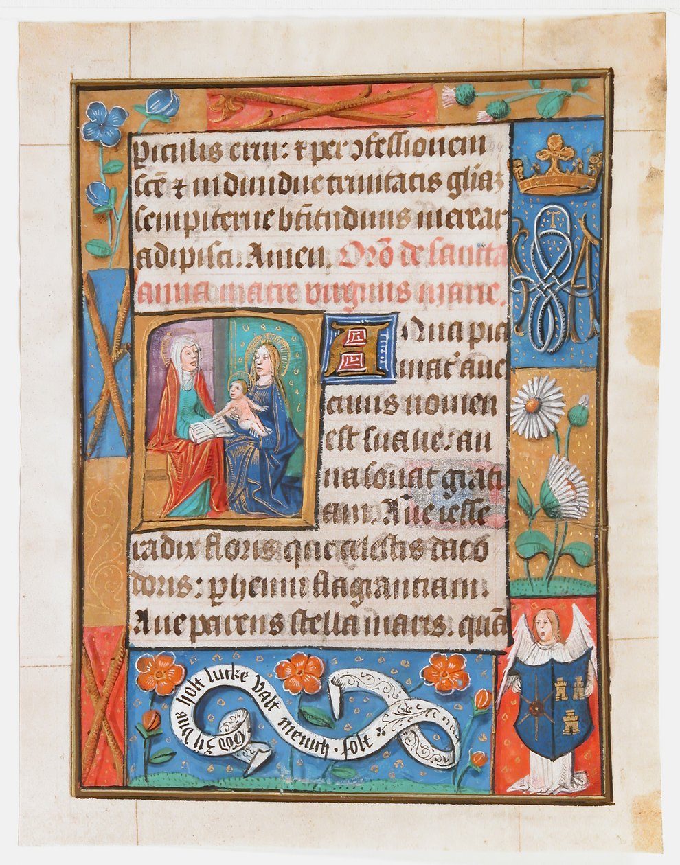 Hoja de manuscrito de un Libro de Horas de Unbekannt