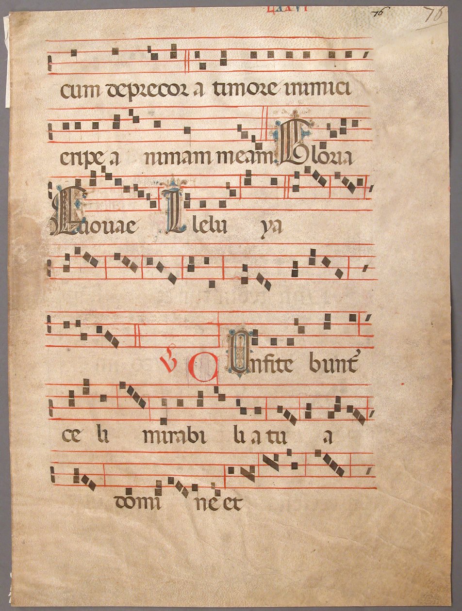 Hoja de manuscrito, de un gradual, primera mitad del siglo XIV de Unbekannt