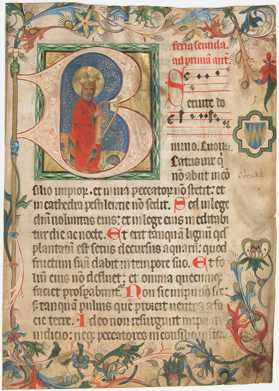 Hoja de manuscrito de un misal, austriaco, finales del siglo XV de Unbekannt
