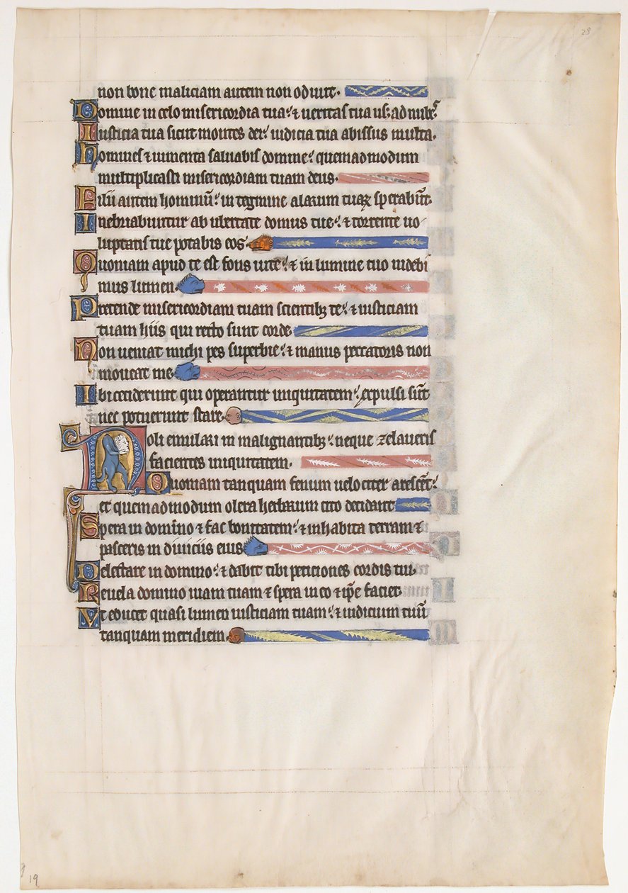 Hoja de manuscrito de un Salterio Real, británico, siglo XIII de Unbekannt