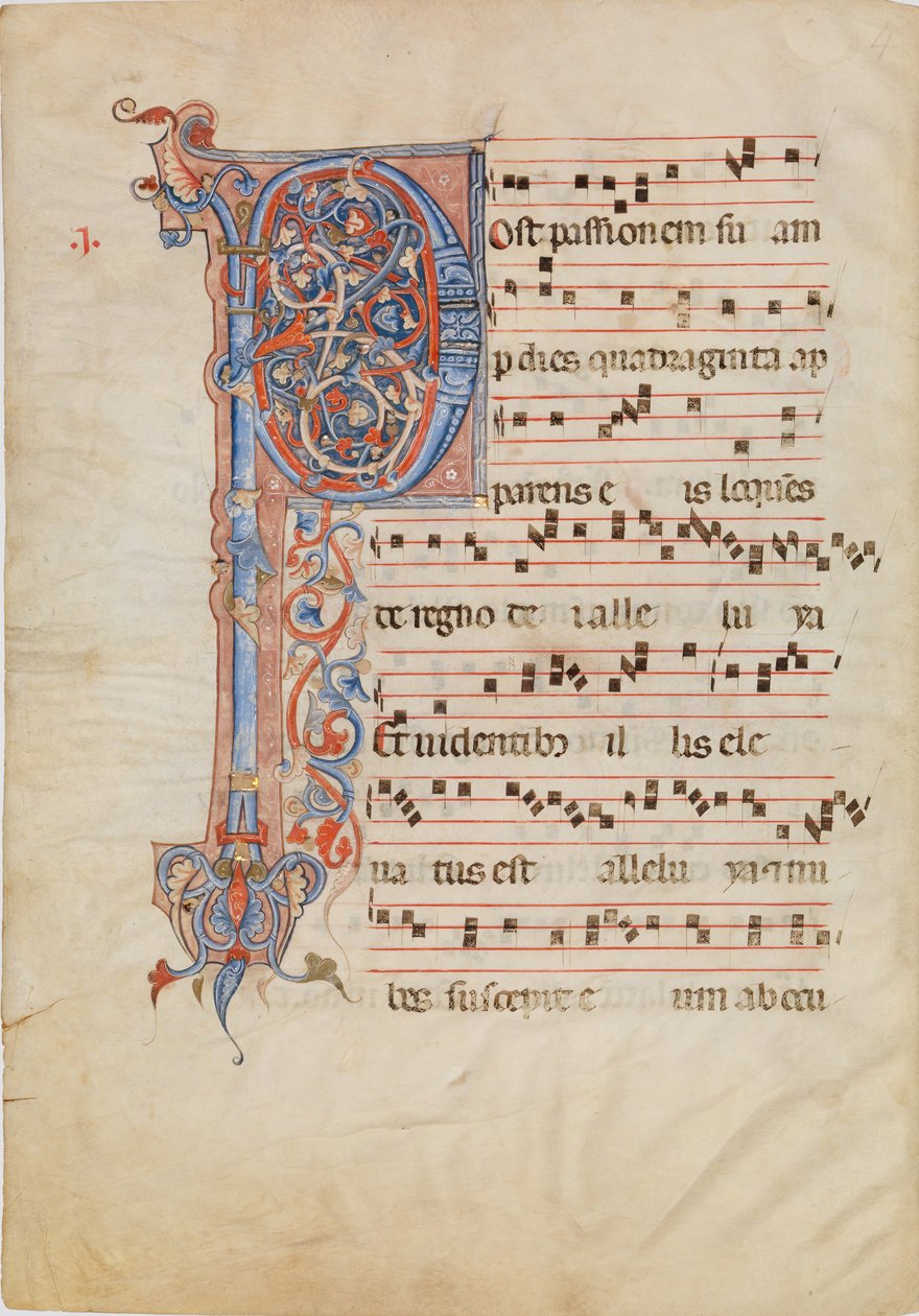Hoja de Manuscrito con Inicial Foliada P, de un Antifonario, ca. 1250-60 de Unbekannt