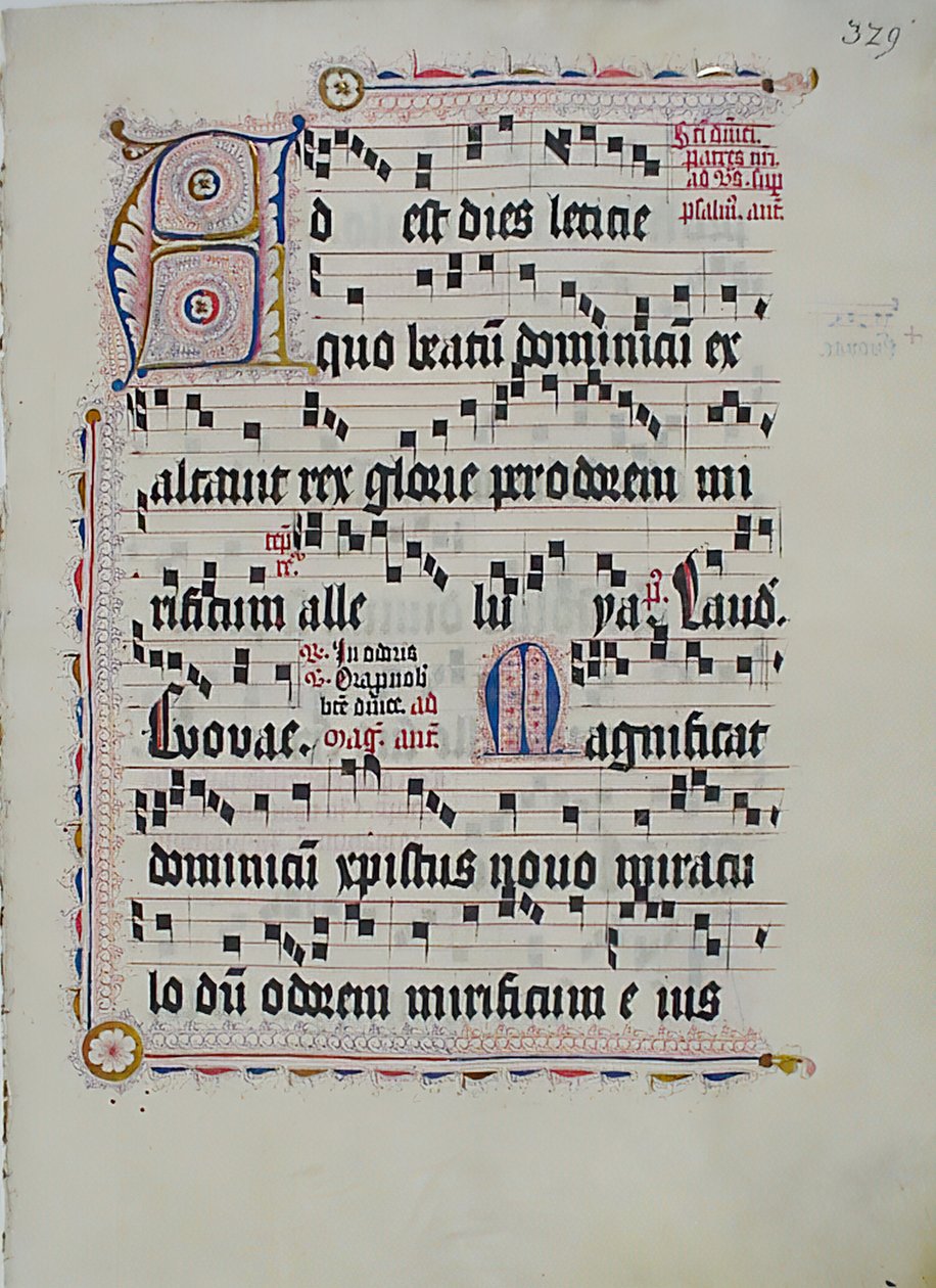 Hoja de manuscrito con inicial A, de un antifonario, alemán, segundo cuarto del siglo XV de Unbekannt