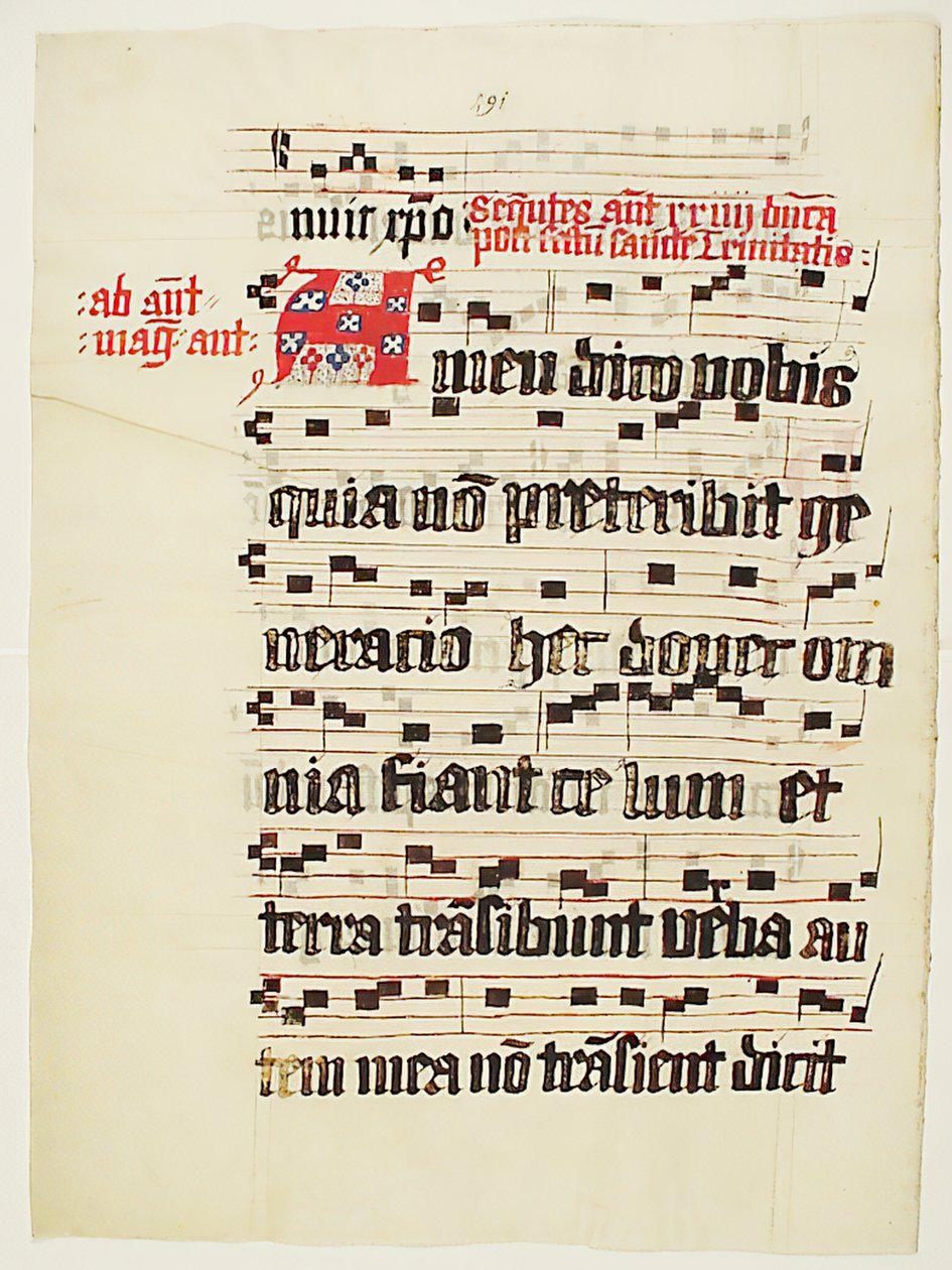 Hoja de Manuscrito con Inicial A, de un Antifonario, Alemán de Unbekannt