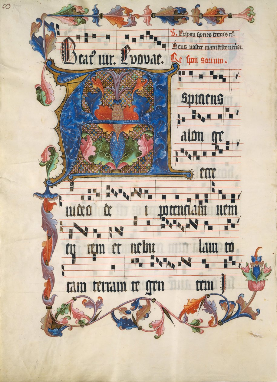 Hoja de manuscrito con inicial A, de un antifonario, ca. 1425-50 de Unbekannt
