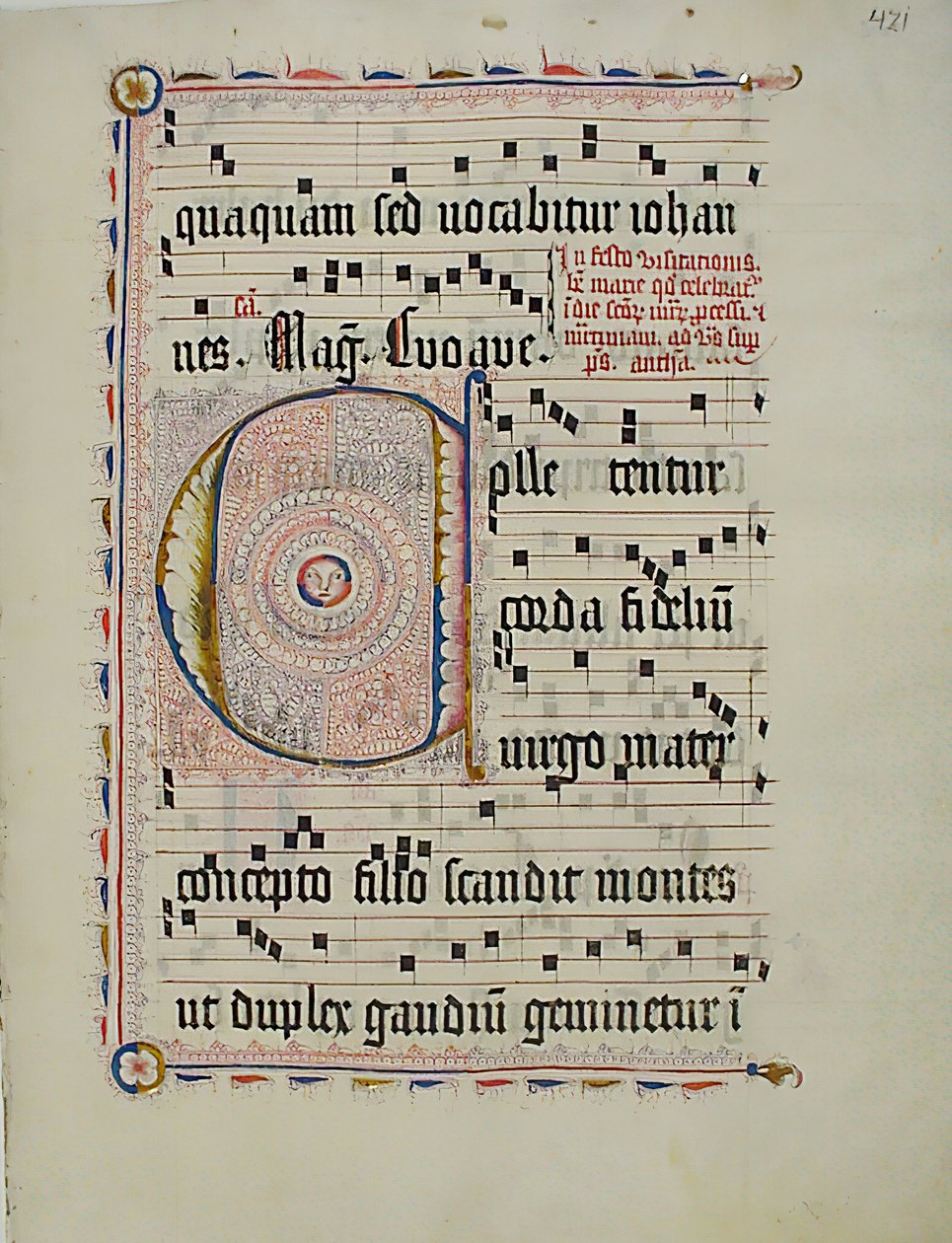 Hoja de manuscrito con la inicial C, de un antifonario, alemana, segundo cuarto del siglo XV de Unbekannt