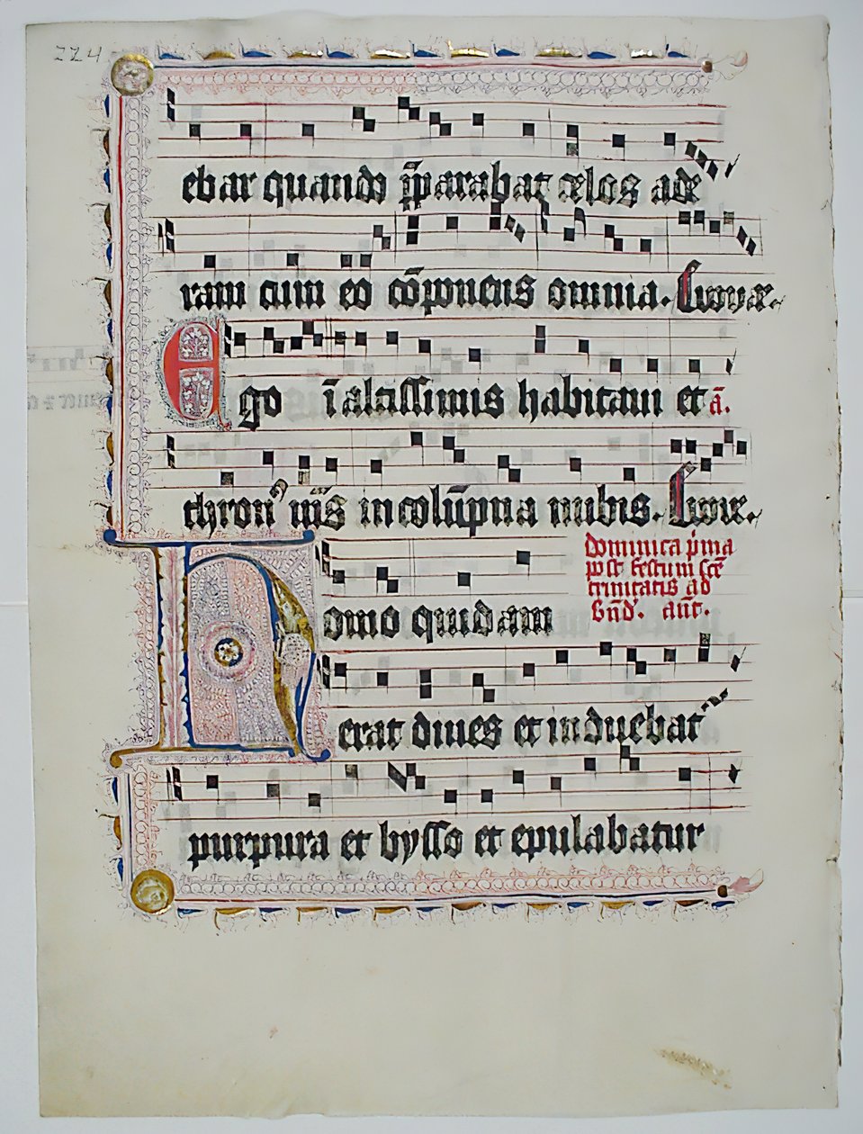 Hoja de manuscrito con inicial H, de un antifonario, alemán, segundo cuarto del siglo XV de Unbekannt