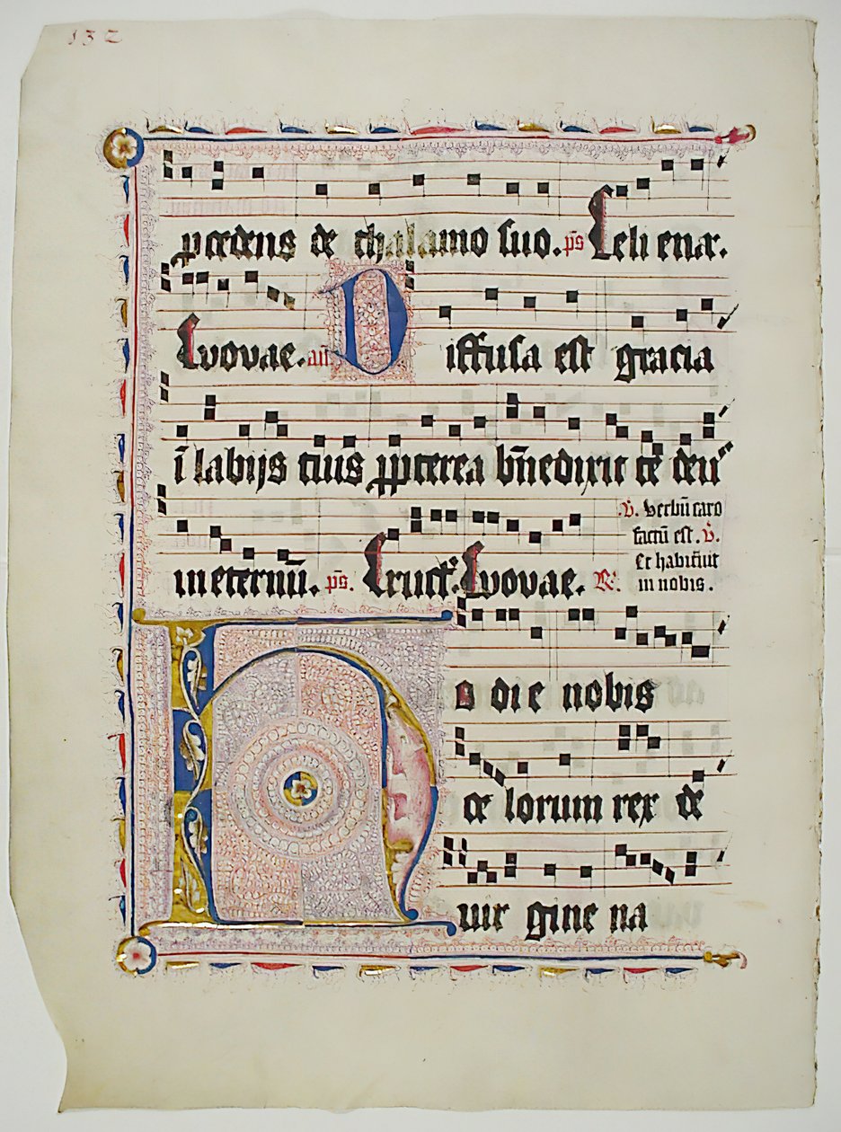 Hoja de manuscrito con inicial H, de un antifonario, alemán, segundo cuarto del siglo XV de Unbekannt