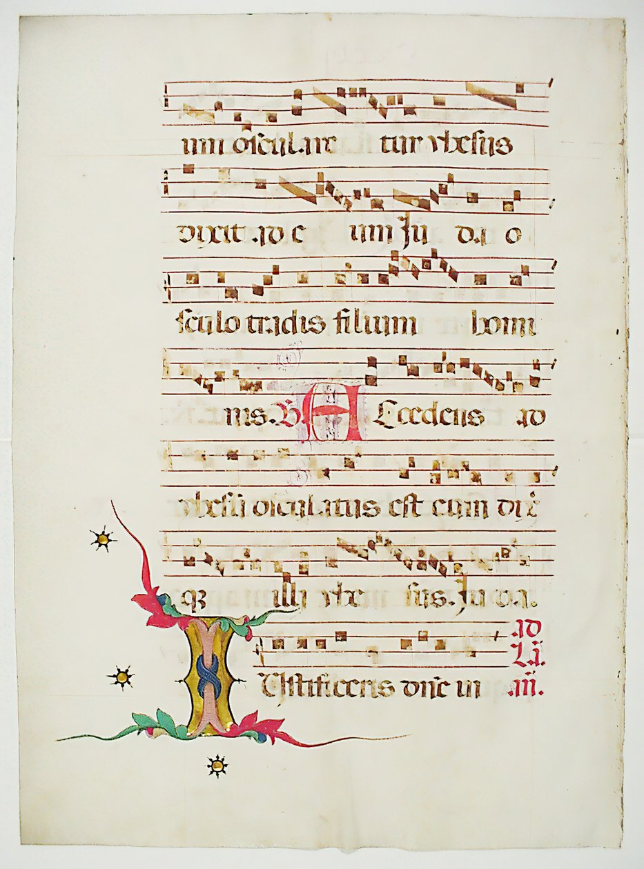 Hoja de manuscrito con Inicial I, de un Antifonario, italiano, siglo XV de Unbekannt