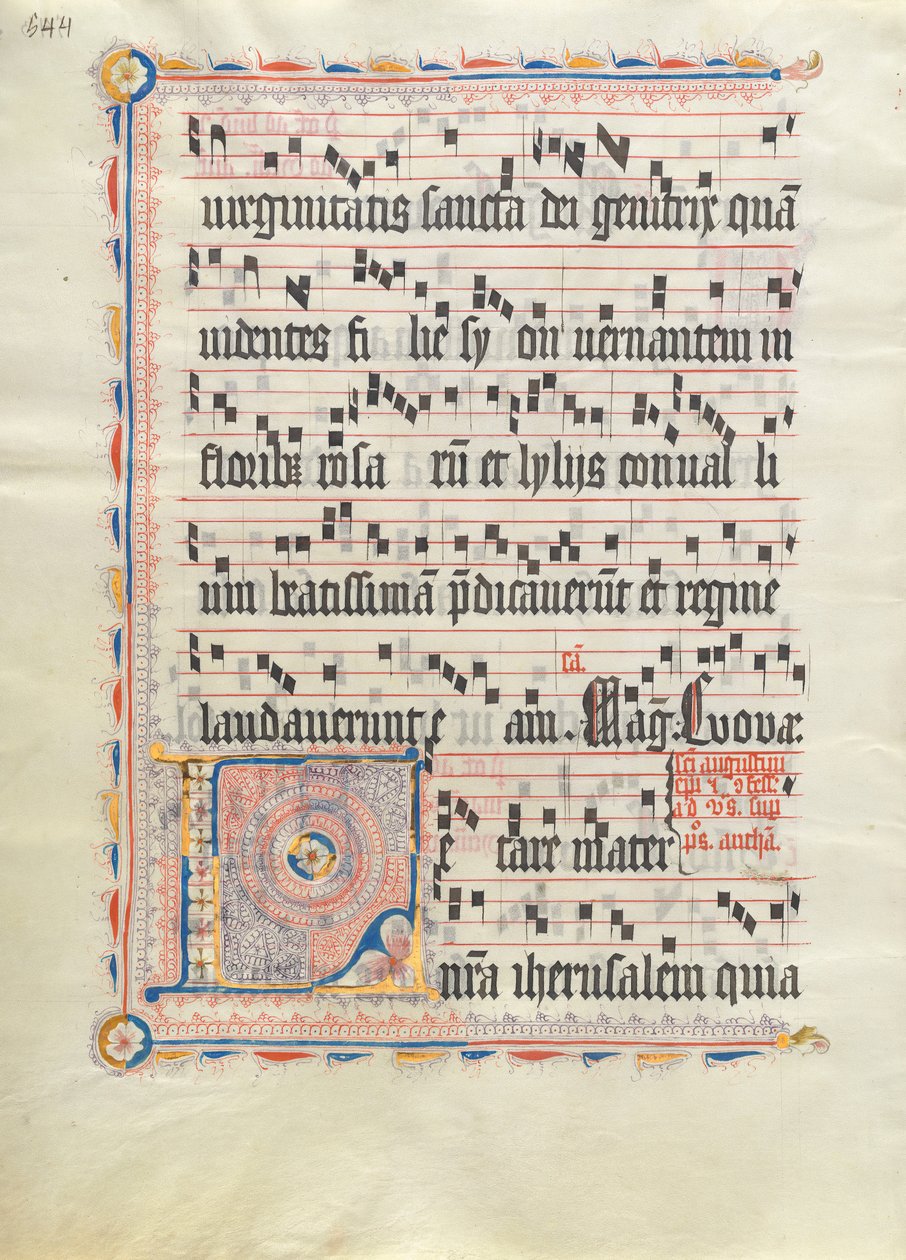 Hoja de manuscrito con la inicial L, de un antifonario, alemana, segundo cuarto del siglo XV de Unbekannt
