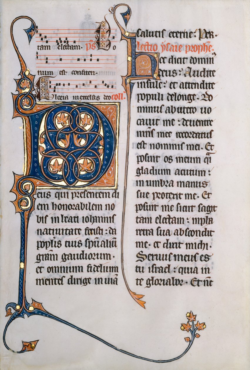 Hoja de manuscrito con inicial M, de un misal, ca. 1290 de Unbekannt