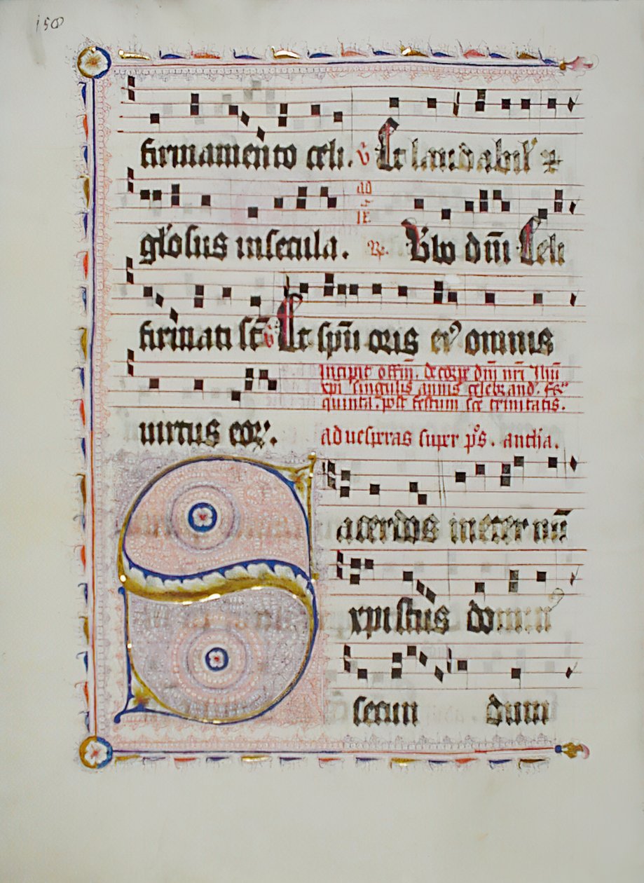 Hoja de manuscrito con inicial S, de un antifonario, alemán, segundo cuarto del siglo XV de Unbekannt