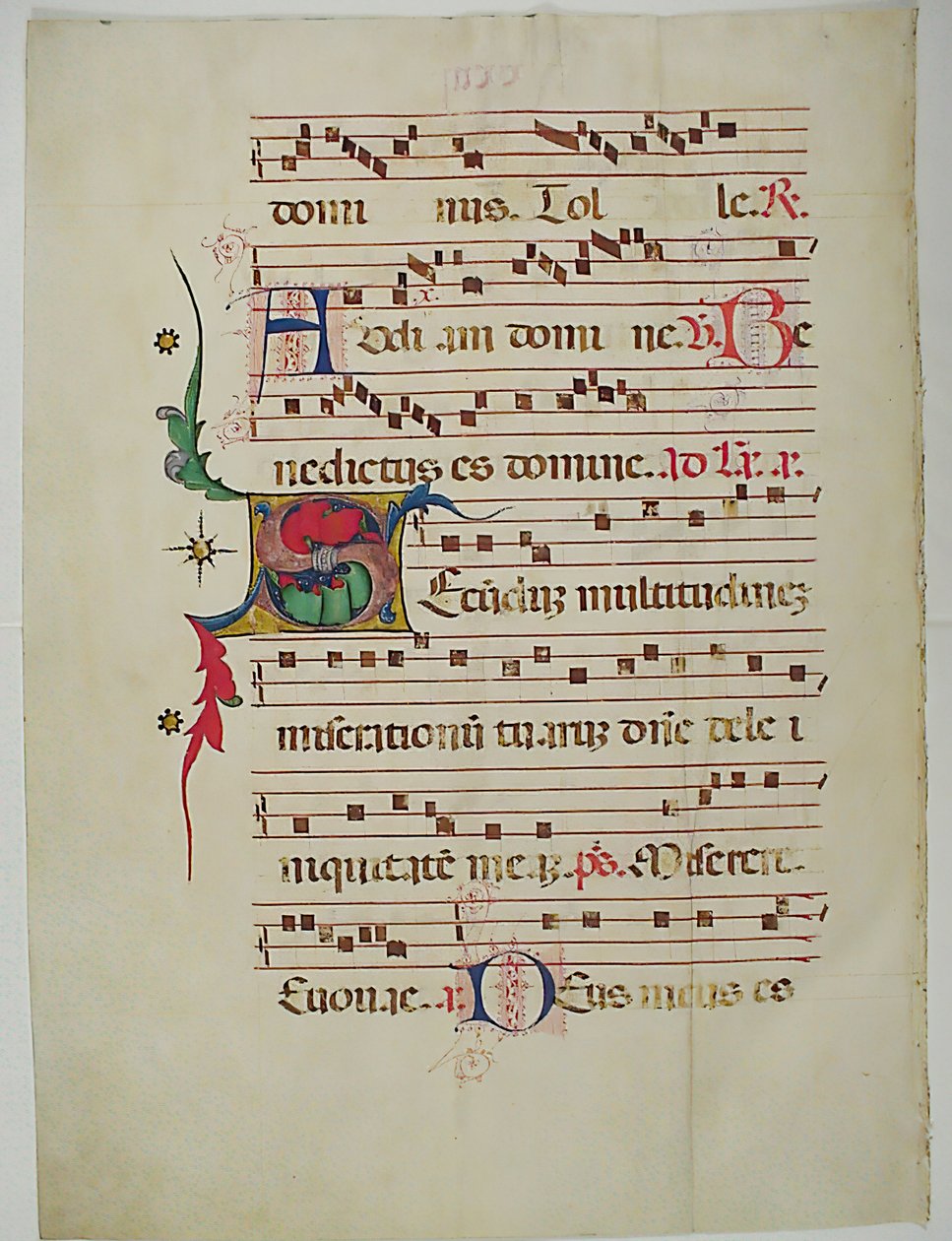 Hoja de manuscrito con inicial S, de un antifonario, italiano, siglo XV de Unbekannt