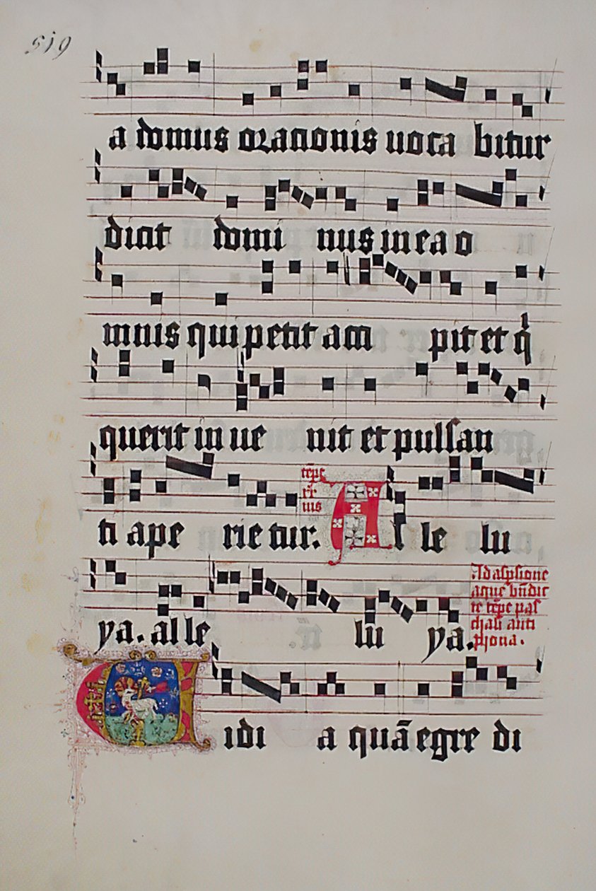 Hoja de Manuscrito con Inicial V, de un Gradual, Alemán, segundo cuarto del siglo XV de Unbekannt