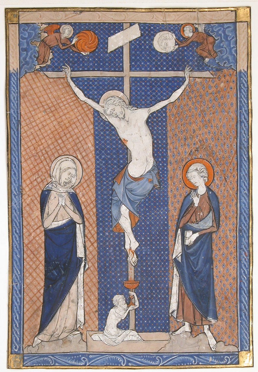 Hoja de manuscrito con la crucifixión, de un misal, francés, ca. 1270-80 de Unbekannt