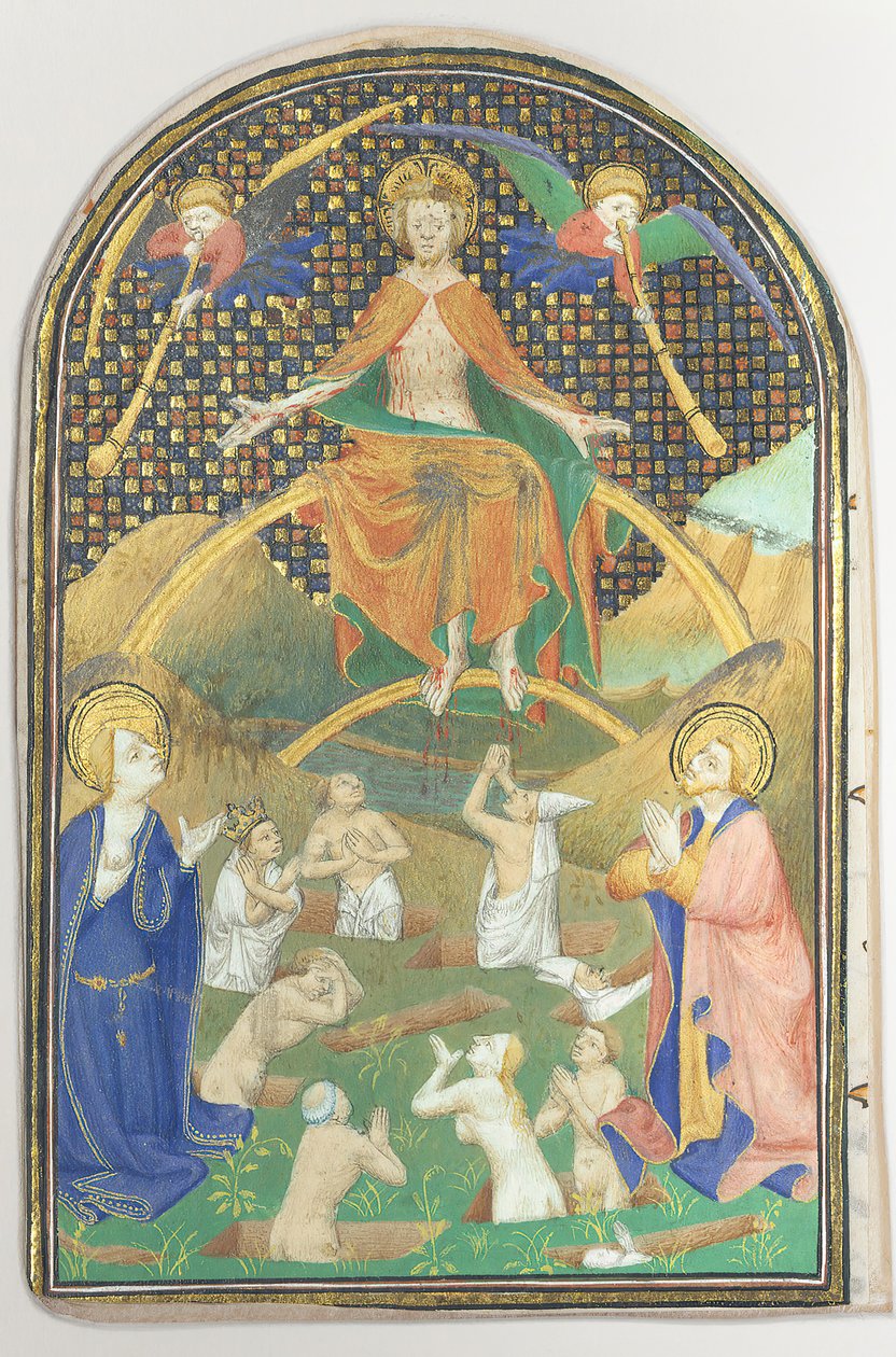 Hoja de manuscrito con el Juicio Final, de un libro de horas, francés, ca. 1400 de Unbekannt