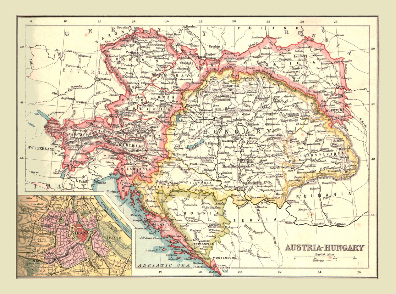 Mapa de Austria-Hungría, 1902 de Unbekannt