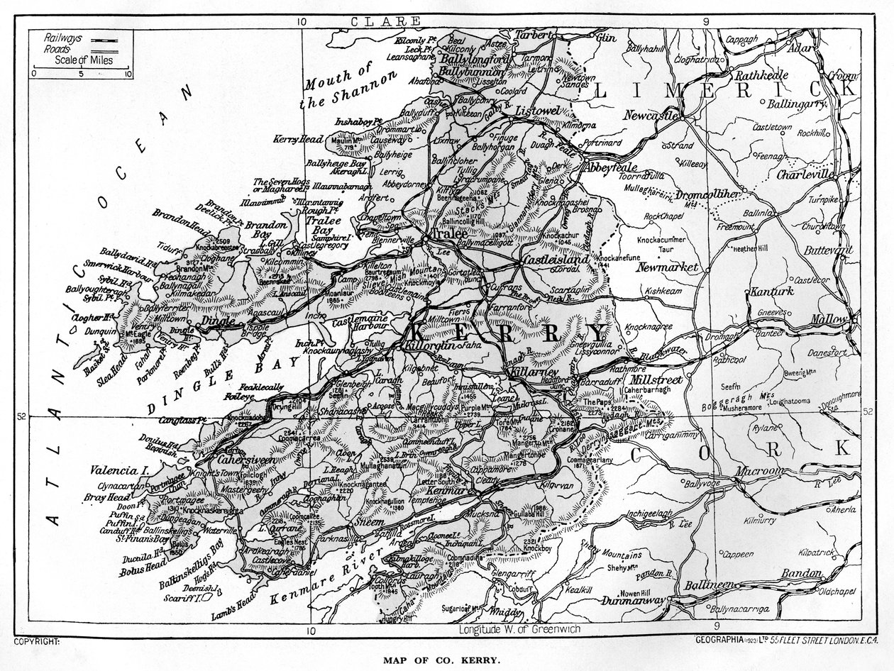 Mapa del Condado de Kerry, Irlanda, 1924-1926 de Unbekannt
