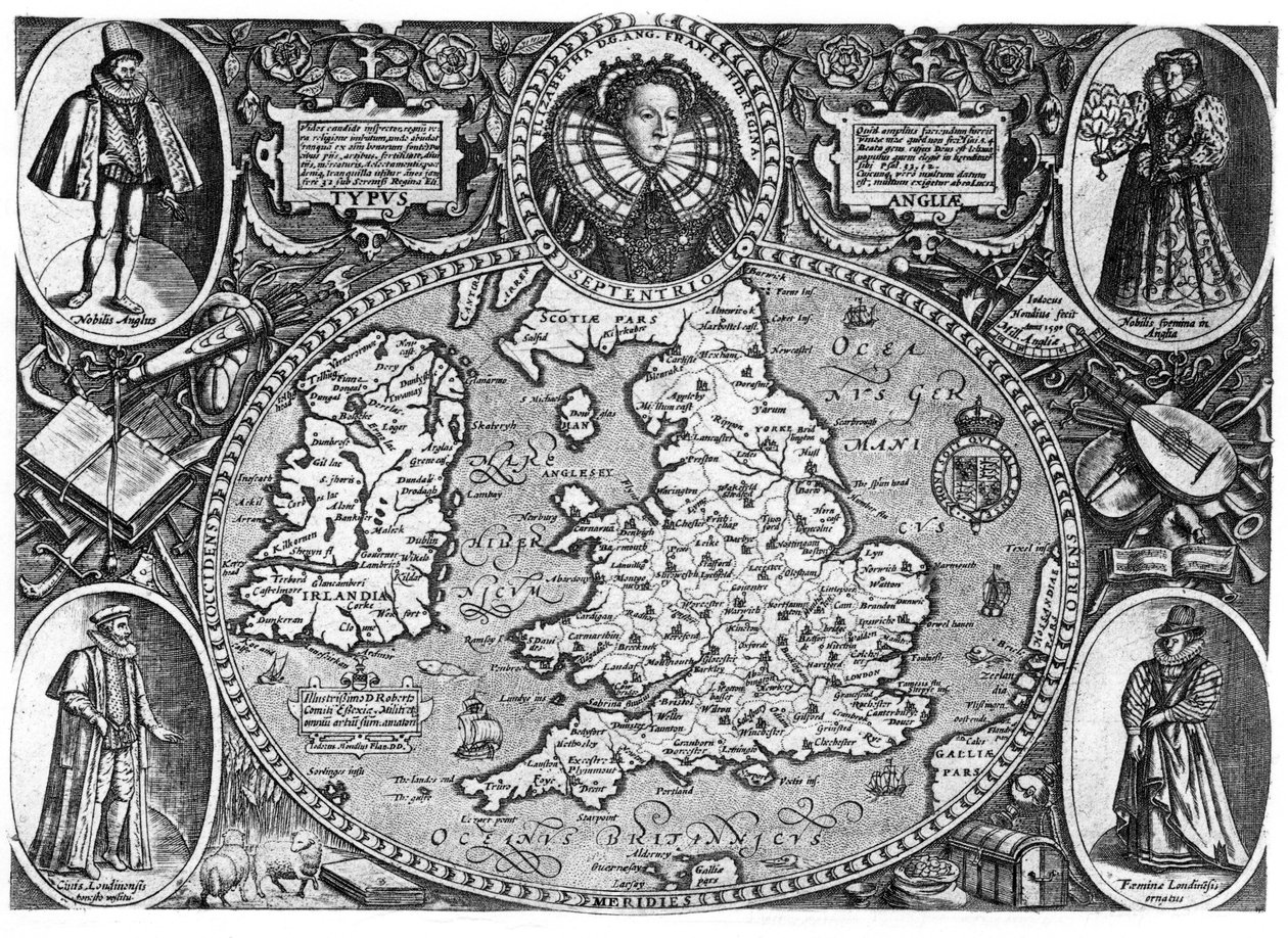Mapa de Inglaterra, siglo XVI, 1896 de Unbekannt