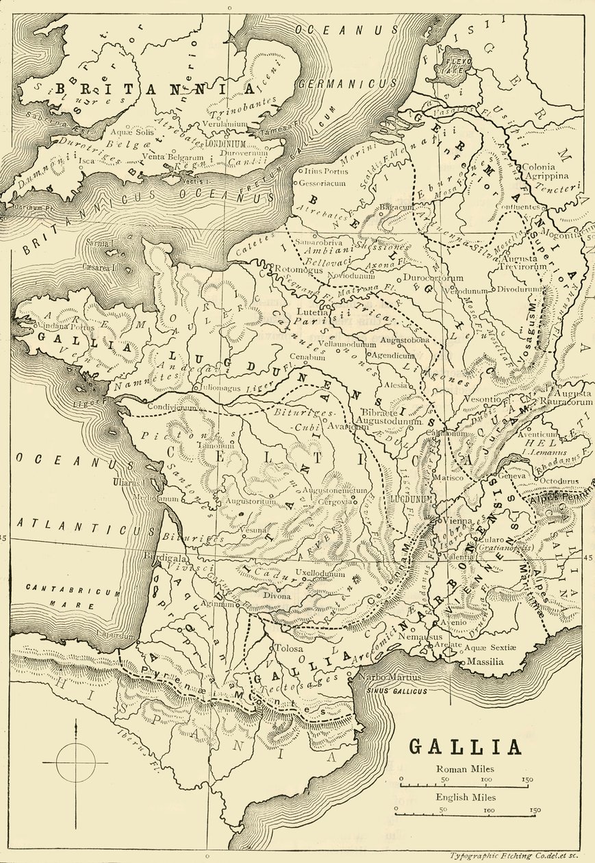 Mapa de la Galia y parte de Bretaña de Unbekannt