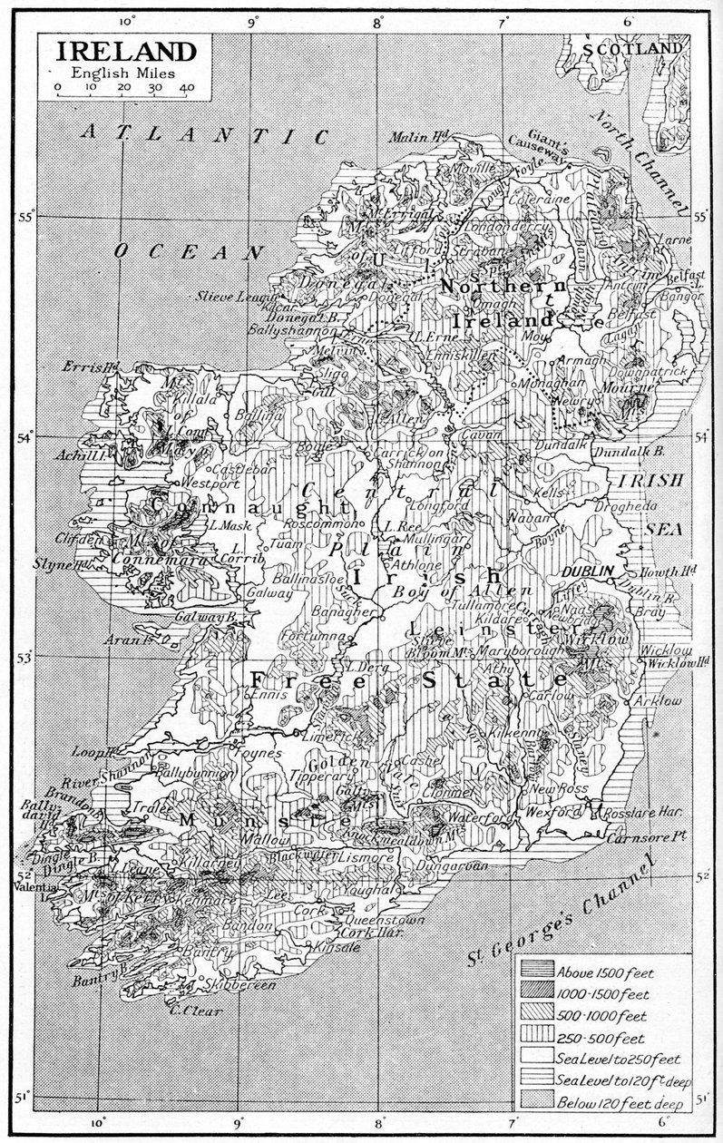 Mapa de Irlanda, c1930s de Unbekannt