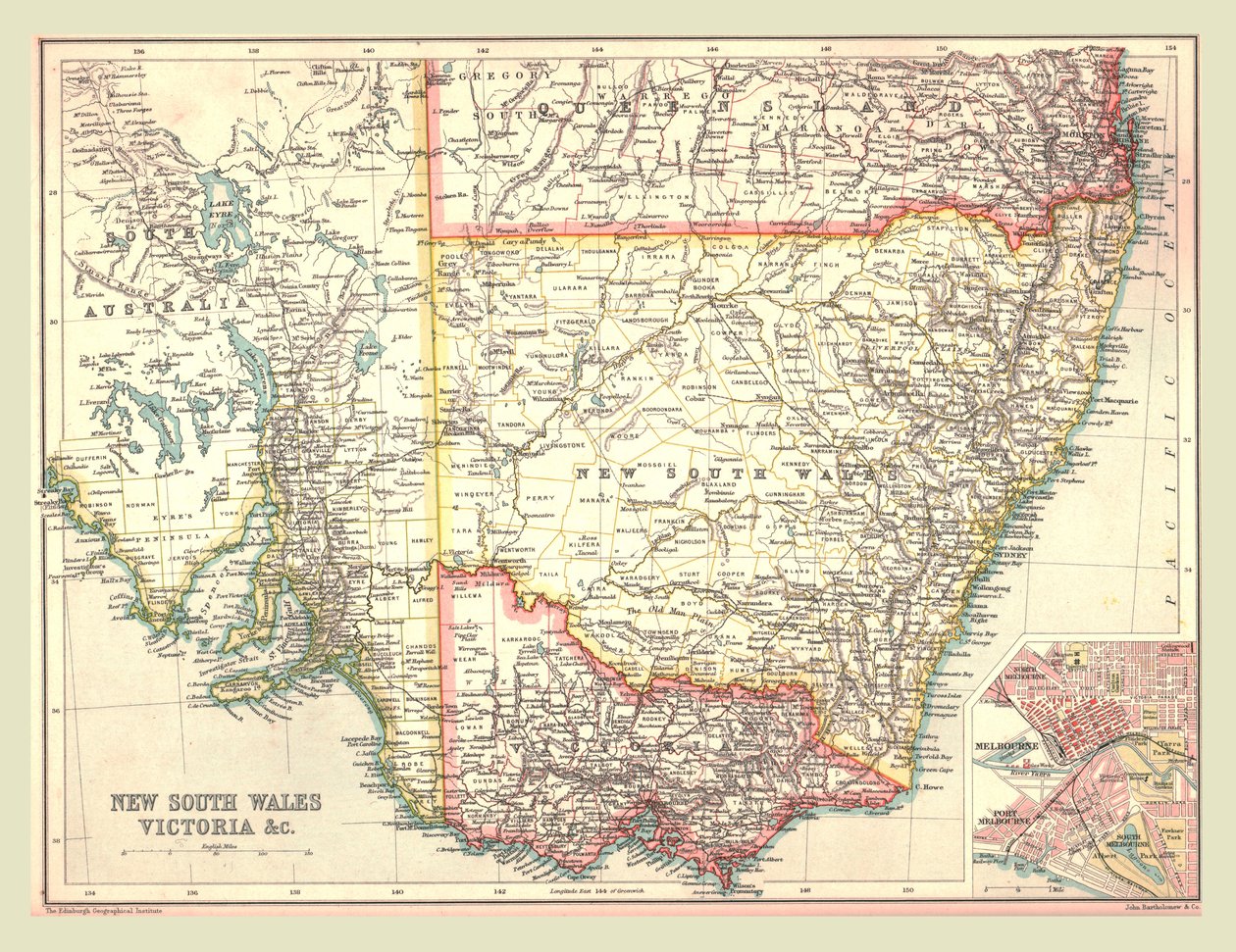 Mapa de Nueva Gales del Sur y Victoria, 1902 de Unbekannt