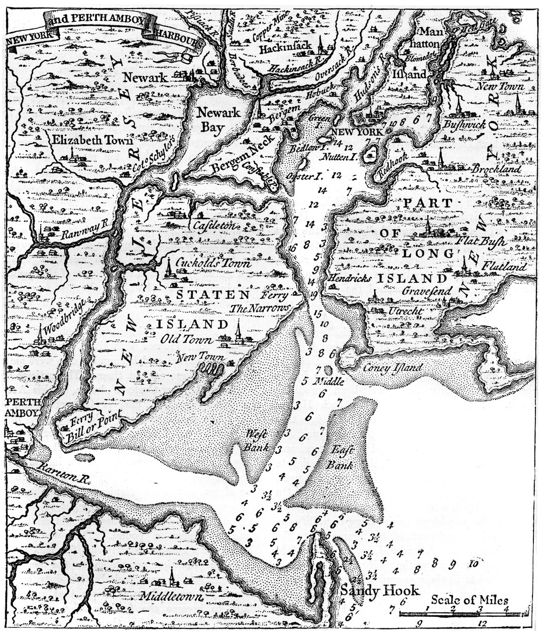 Mapa de Nueva York a mediados del siglo XVIII, c. 1880 de Unbekannt