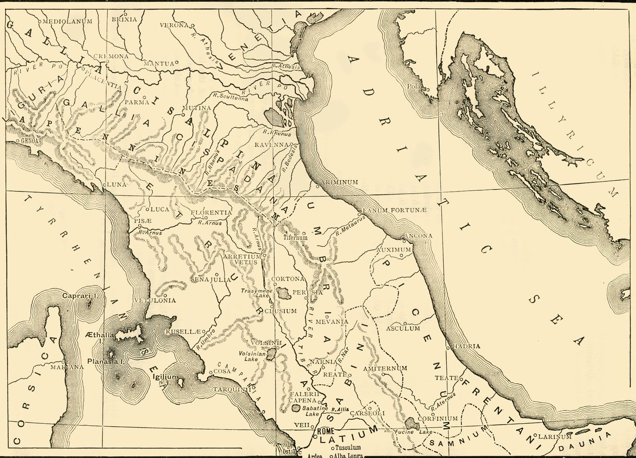 Mapa del norte y centro de Italia, 1890 de Unbekannt