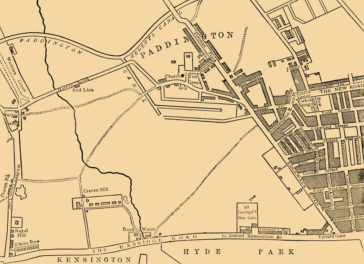 Mapa de Paddington, en 1815, c. 1876 de Unbekannt