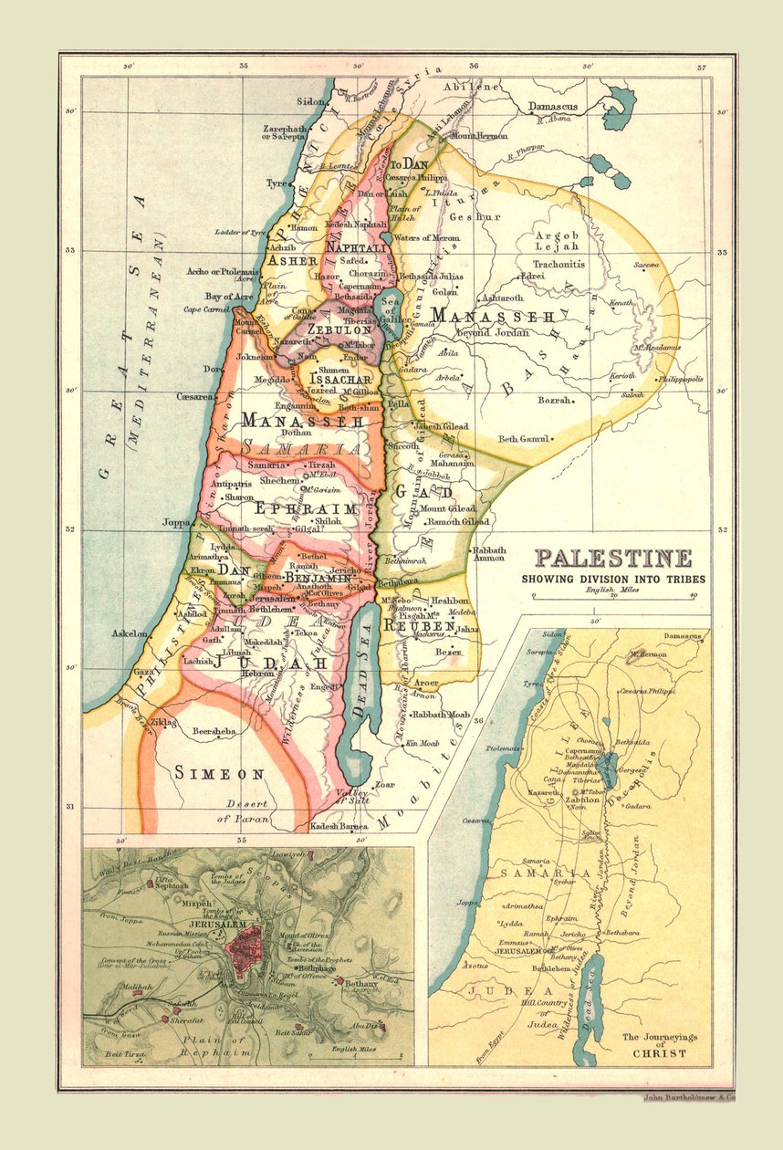 Mapa de Palestina, mostrando la división en tribus, 1902 de Unbekannt