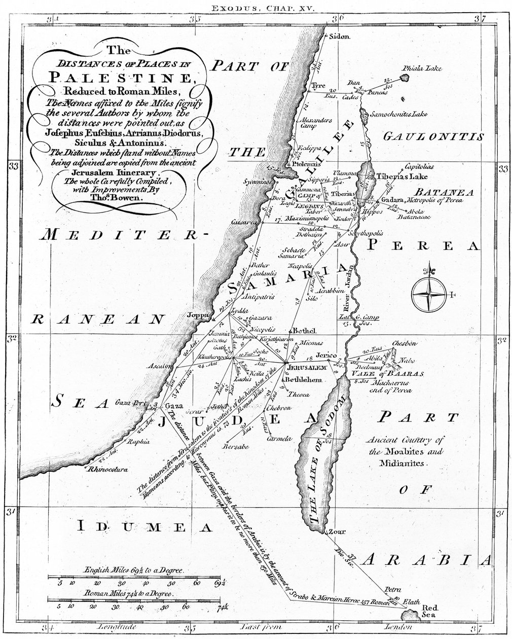 Mapa de Palestina basado en autores antiguos, c. 1830 de Unbekannt