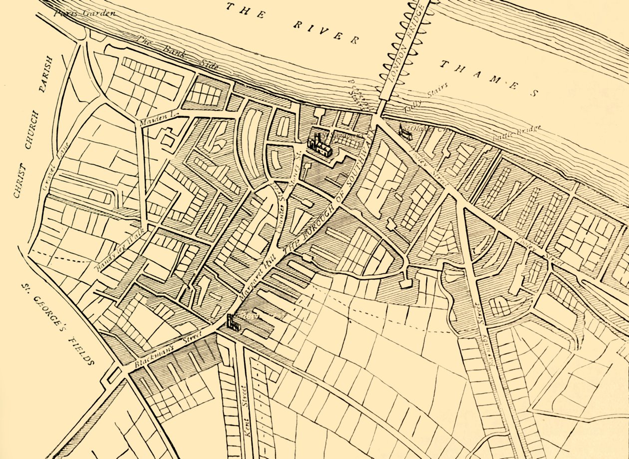 Mapa de Southwark, 1720 de Unbekannt